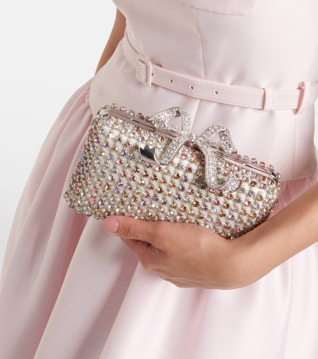 Bow Mini crystal-embellished clutch | Self-Portrait