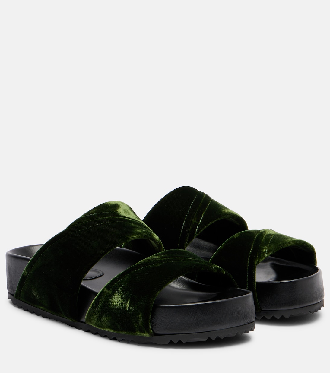 Leather-trimmed velvet slides | Dries Van Noten