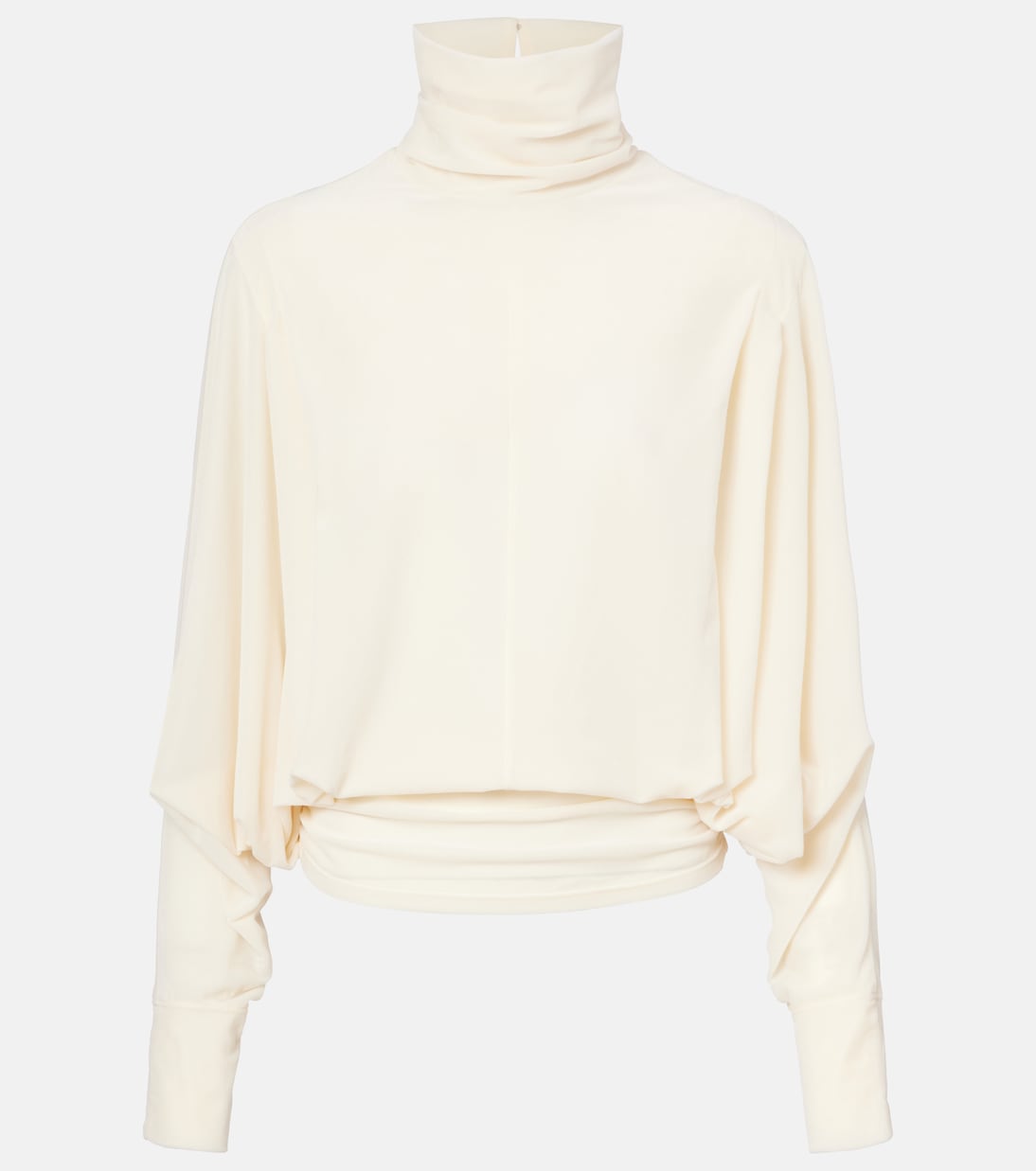 Ruched velvet turtleneck top | Xu Zhi