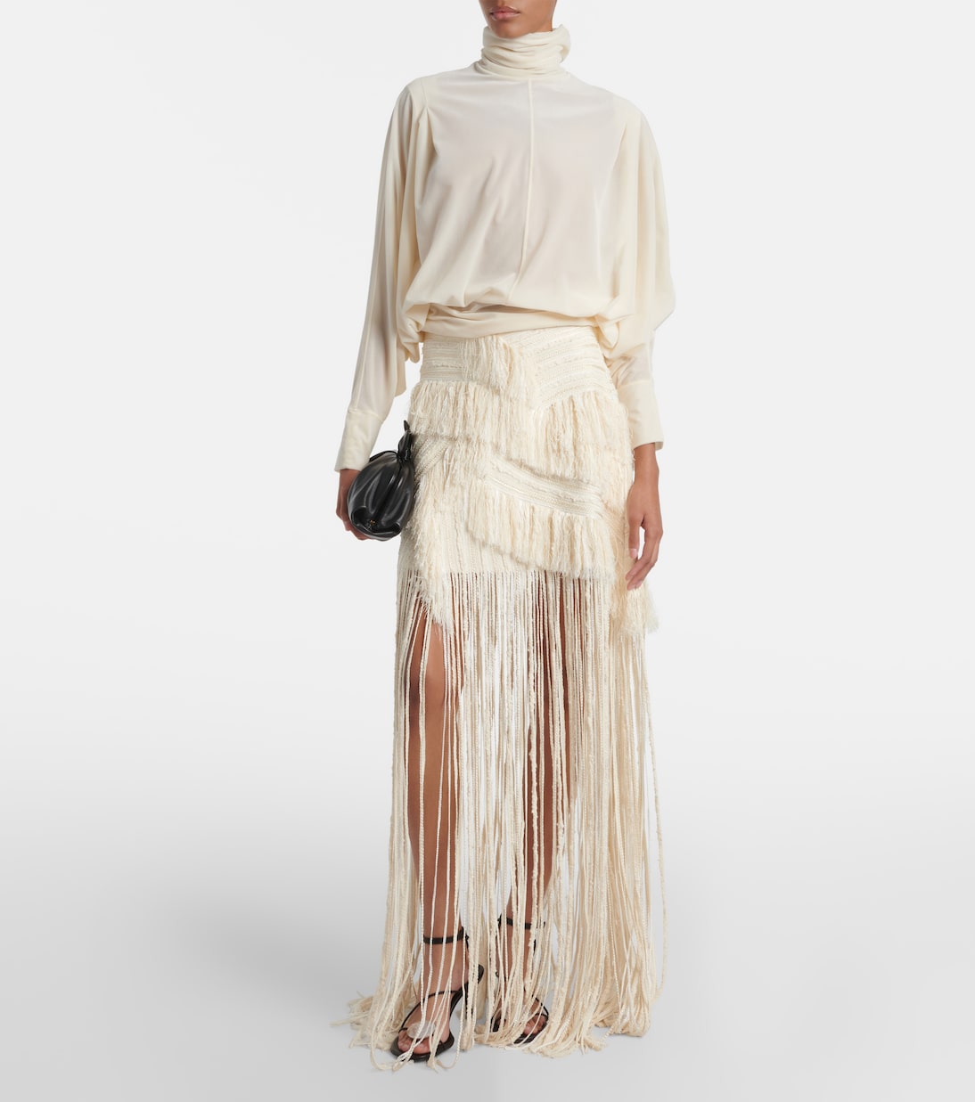 Ruched velvet turtleneck top | Xu Zhi