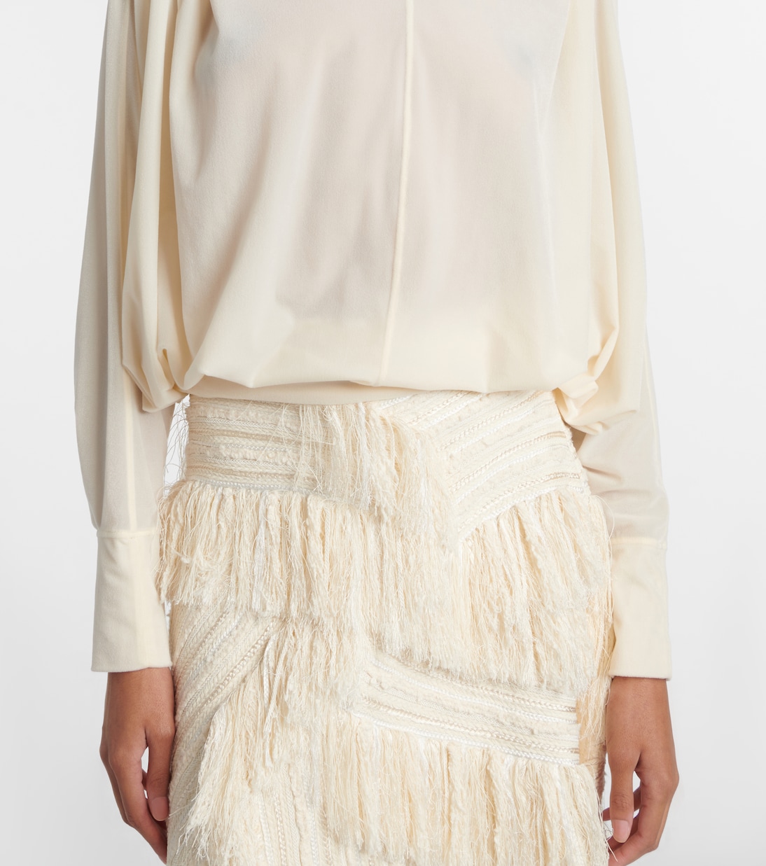 Ruched velvet turtleneck top | Xu Zhi