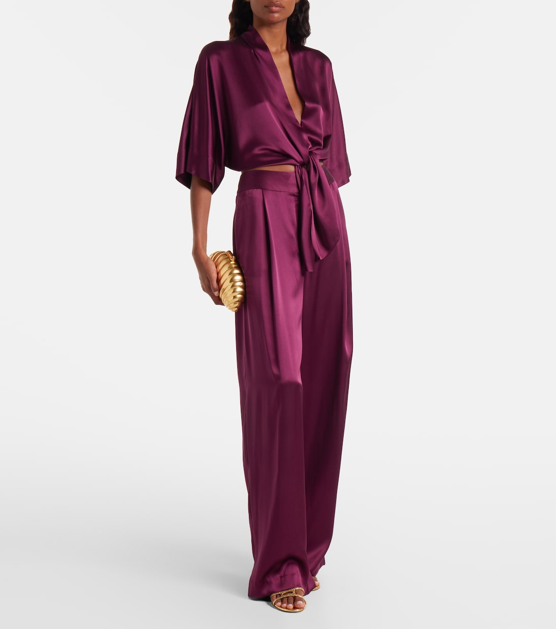 Cropped silk charmeuse top | The Sei
