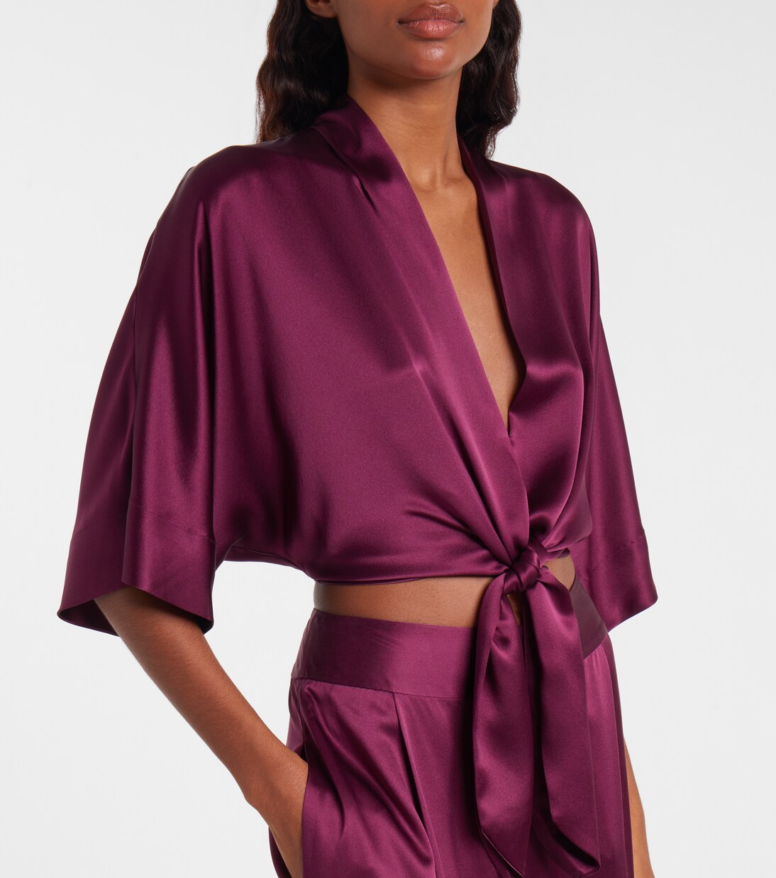 Cropped silk charmeuse top | The Sei