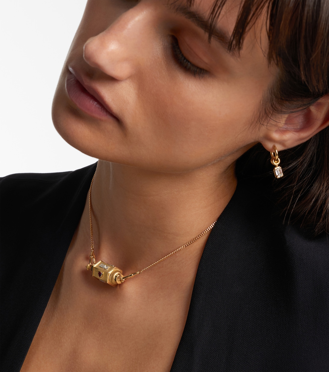 Love You 18kt gold pendant necklace with diamond and ruby | Marie Lichtenberg