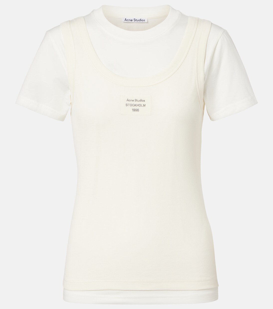 Layered logo cotton-blend T-shirt | Acne Studios