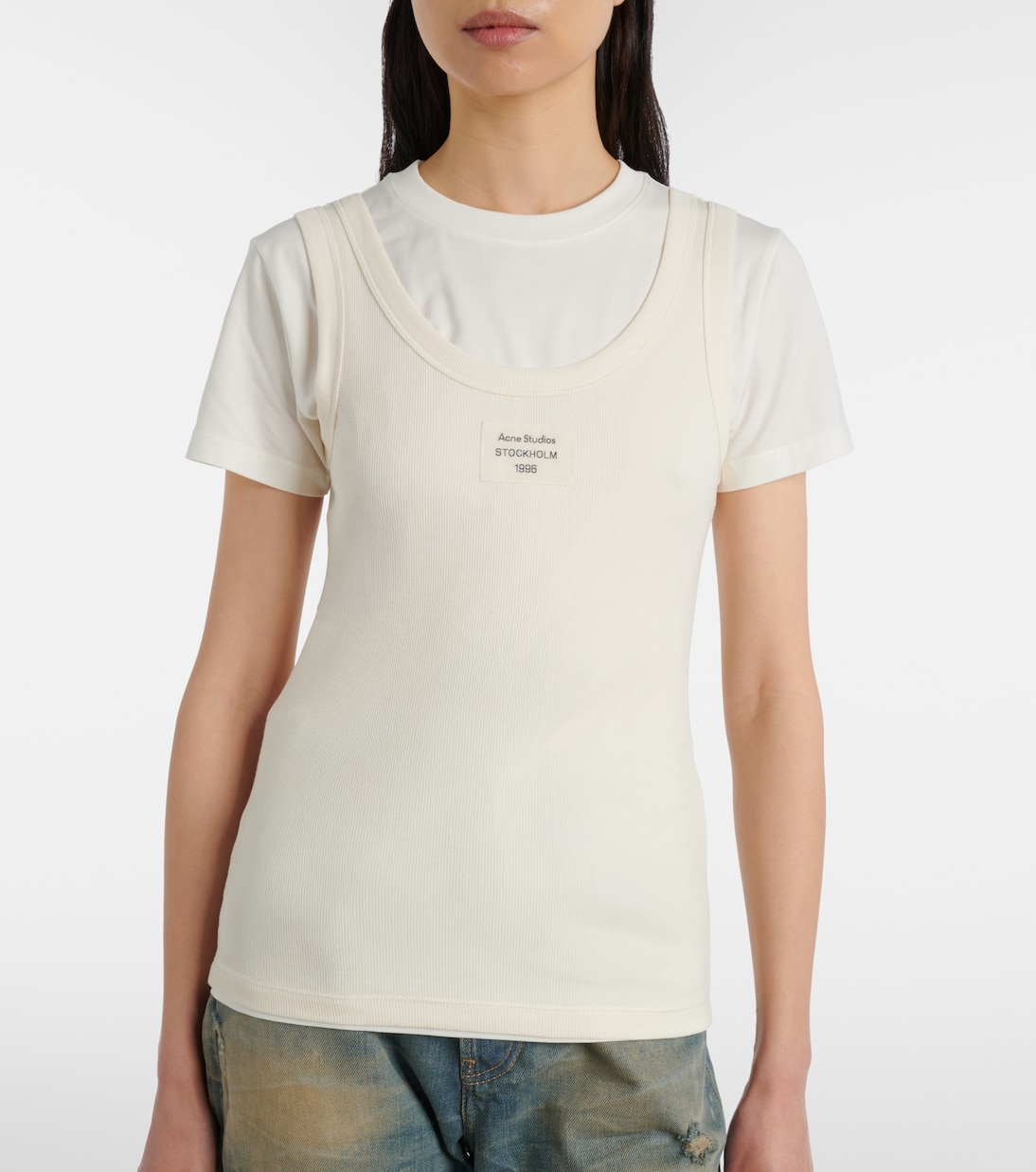 Layered logo cotton-blend T-shirt | Acne Studios