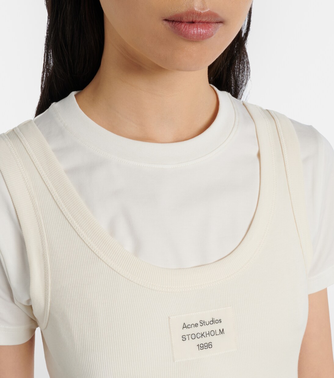 Layered logo cotton-blend T-shirt | Acne Studios