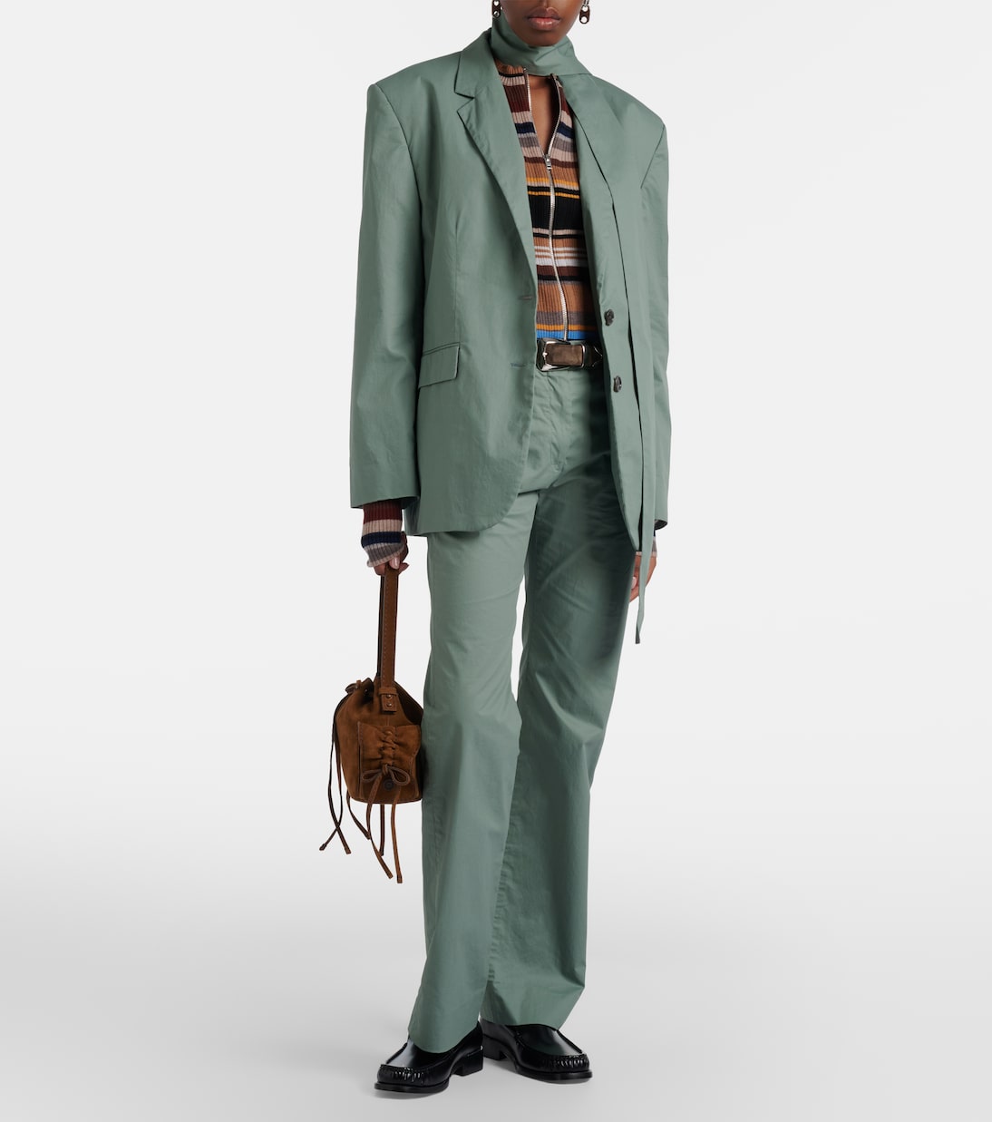 Scarf-detail oversized cotton twill blazer | Acne Studios