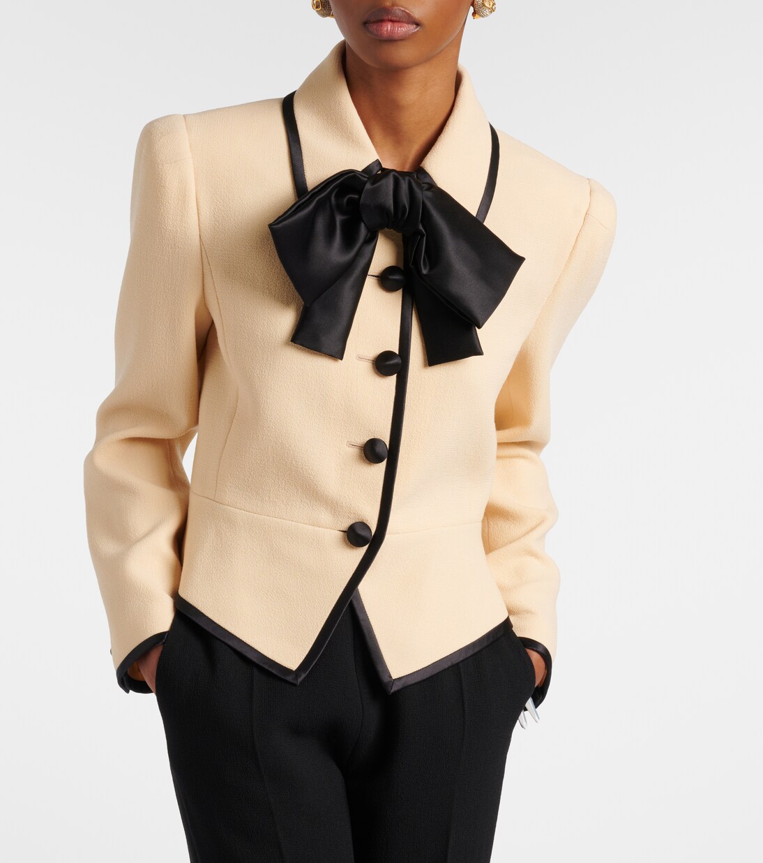Bow-detail virgin wool crêpe jacket | Valentino