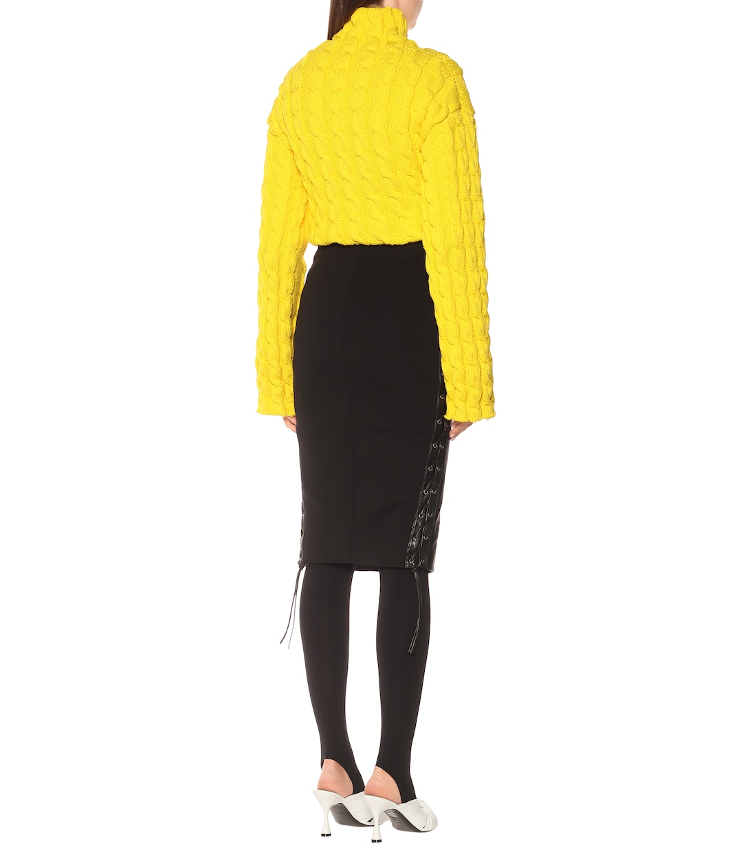Falda tubo de piel de tiro alto | Balenciaga
