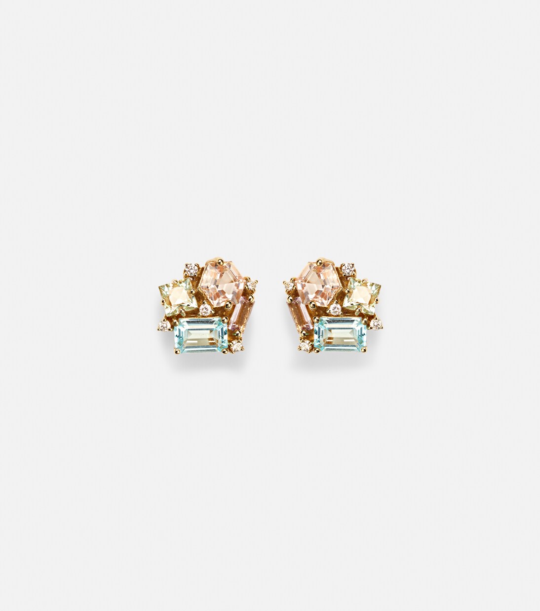 Pastel Blossom 14kt gold earrings with amethysts, topaz and diamonds | Suzanne Kalan