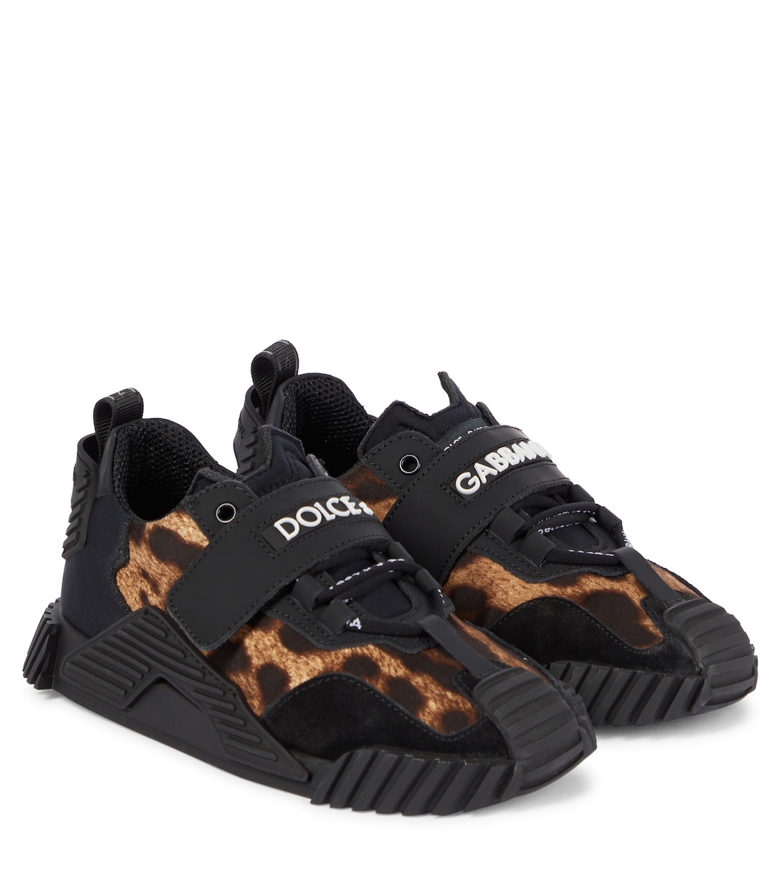 NS1 leopard-panel leather sneakers | Dolce&Gabbana Kids