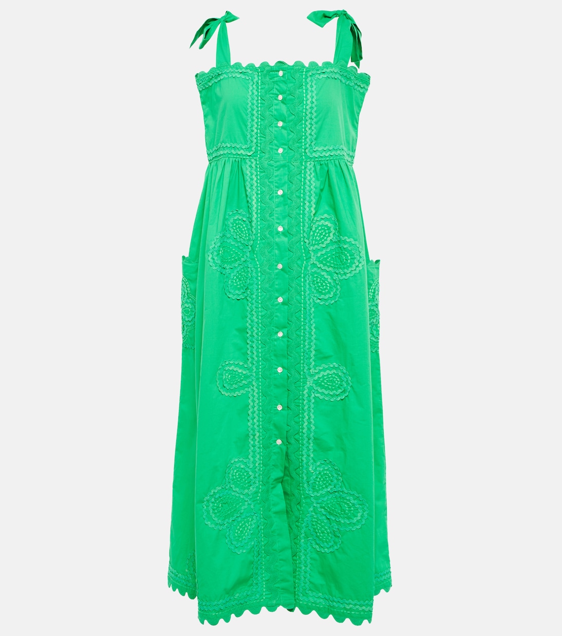 Embroidered cotton poplin midi dress | Juliet Dunn