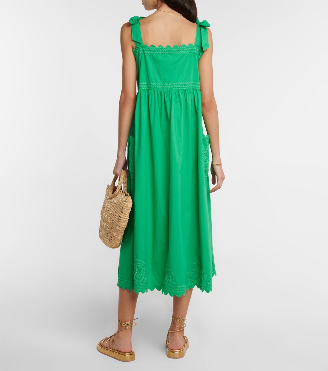 Embroidered cotton poplin midi dress | Juliet Dunn