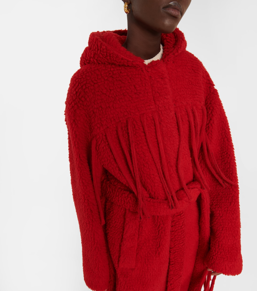 Abrigo Teddy con capucha y flecos | Stella McCartney