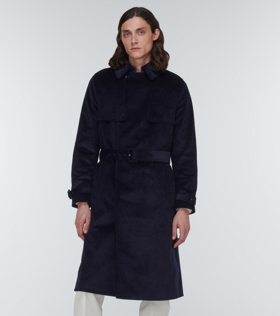 Miklos corduroy trench coat in blue Gabriela Hearst Mytheresa