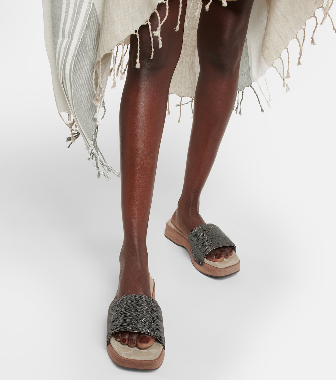 Embellished clog slides | Brunello Cucinelli