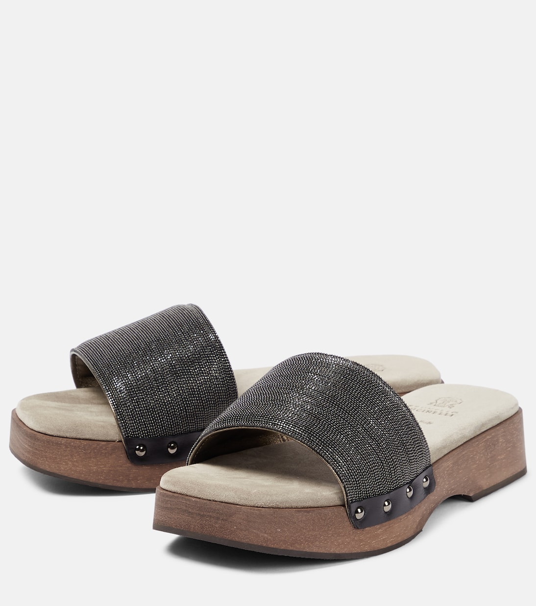 Embellished clog slides | Brunello Cucinelli