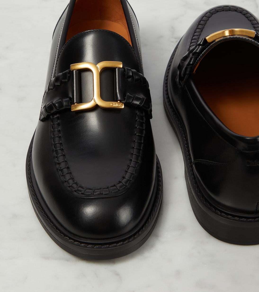 Marcie leather loafers in black Chloe Mytheresa