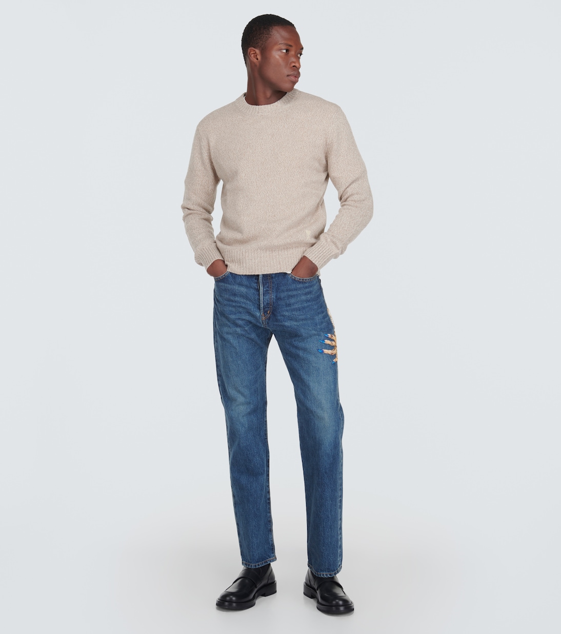 Jeans rectos con cuentas bordadas | Undercover