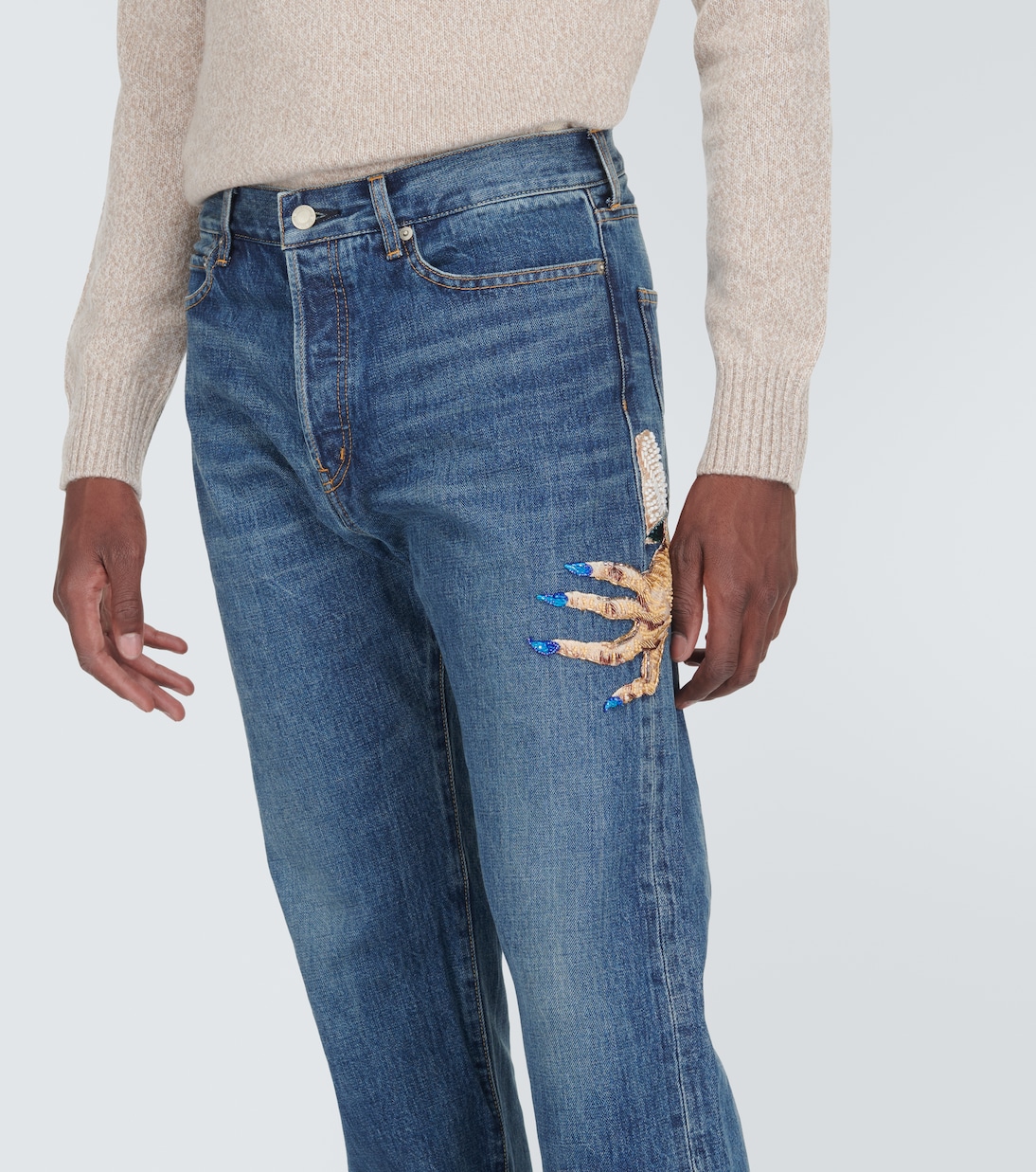 Jeans rectos con cuentas bordadas | Undercover