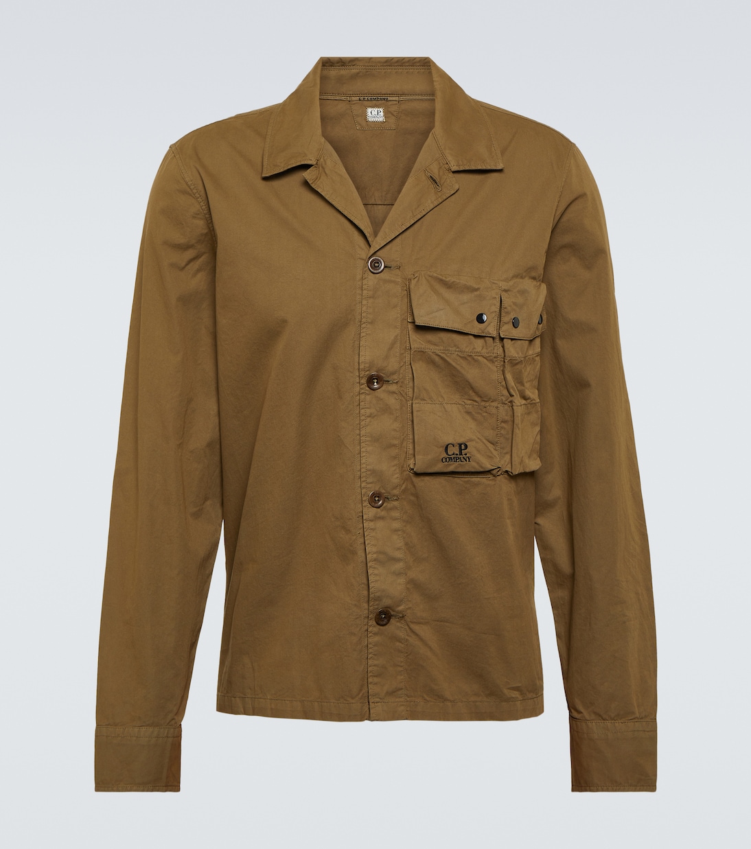 Cotton gabardine overshirt in brown C P Company Mytheresa