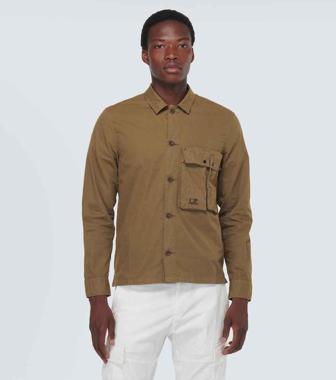 Cotton gabardine overshirt in brown C P Company Mytheresa