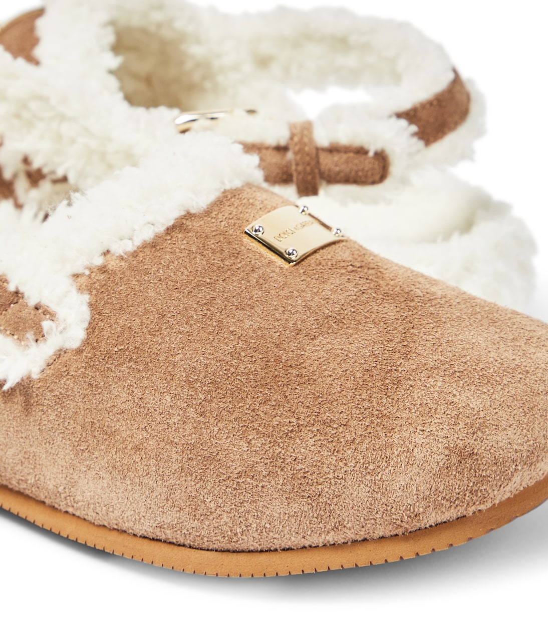 Slippers in suede e pelliccia sintetica | Dolce&Gabbana Kids