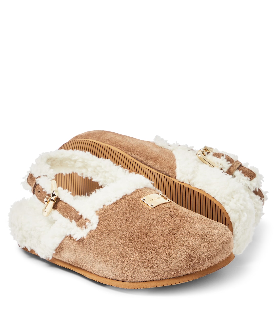 Slippers in suede e pelliccia sintetica | Dolce&Gabbana Kids