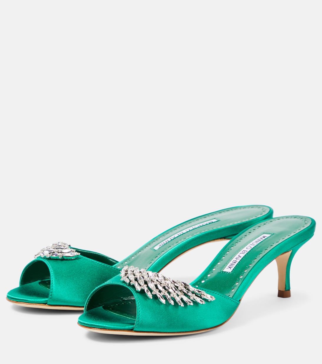 Lumada 50 embellished satin mules | Manolo Blahnik