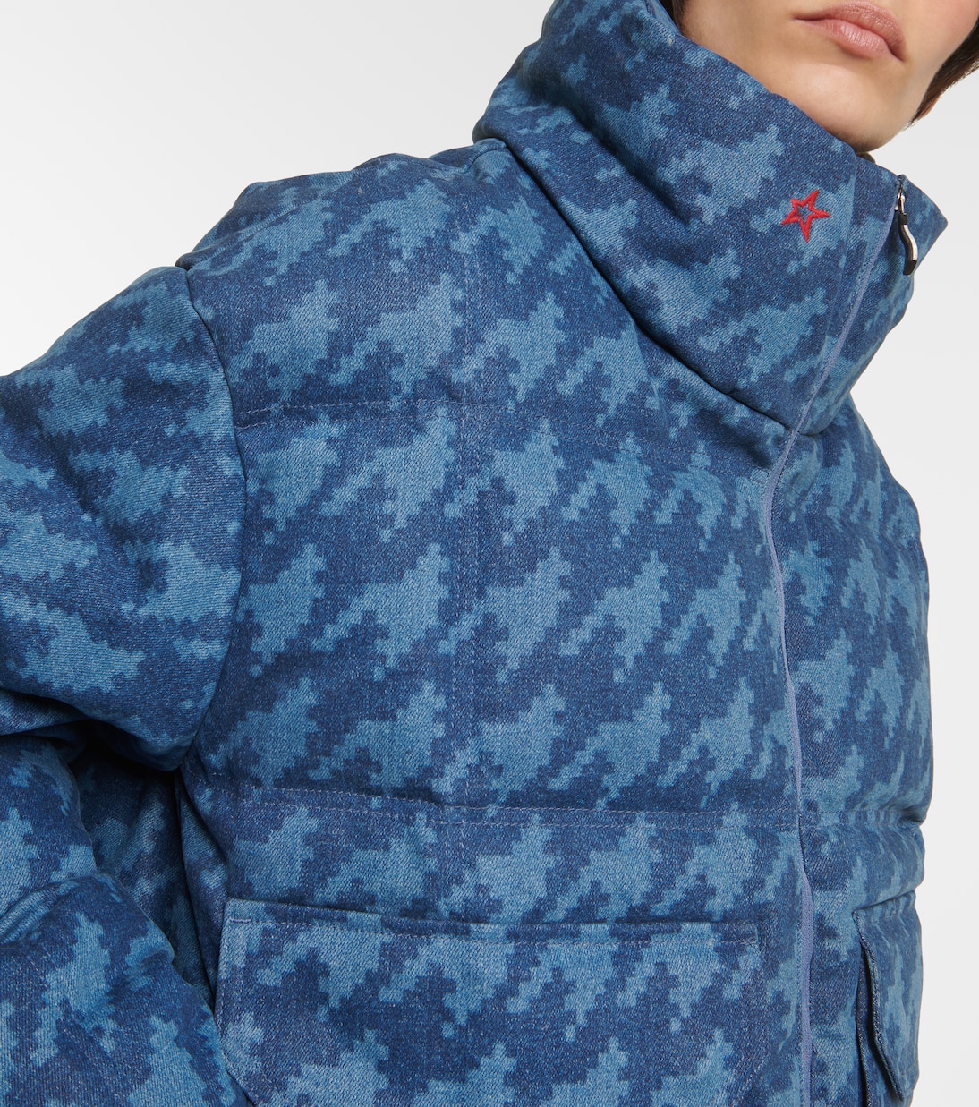 x DL1961 Nevada houndstooth denim down jacket | Perfect Moment