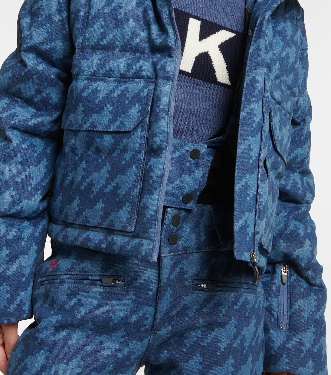 x DL1961 Nevada houndstooth denim down jacket | Perfect Moment
