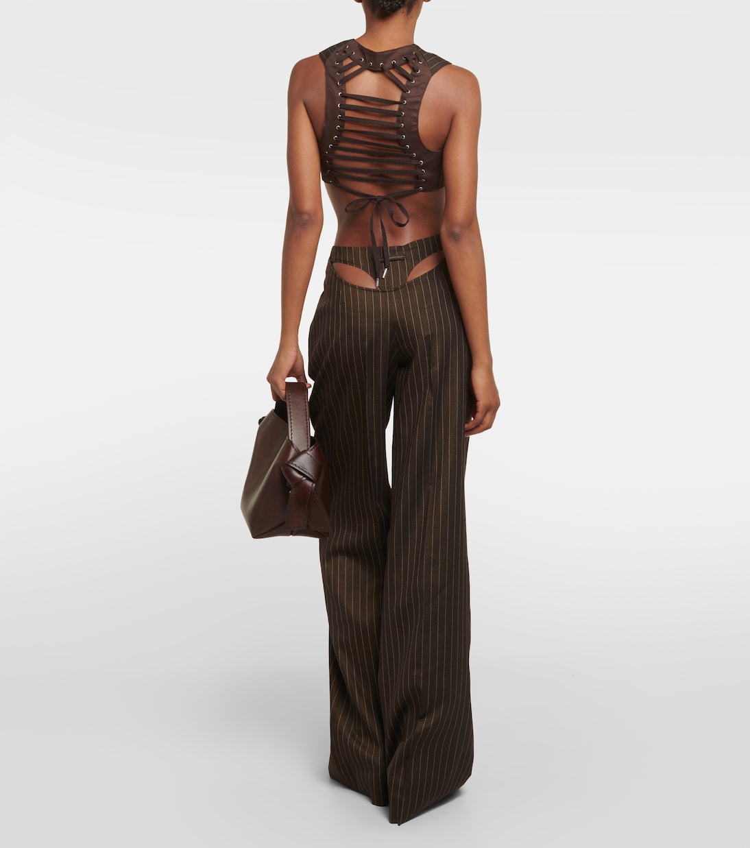 Pinstripe cropped wool-blend vest | Jean Paul Gaultier