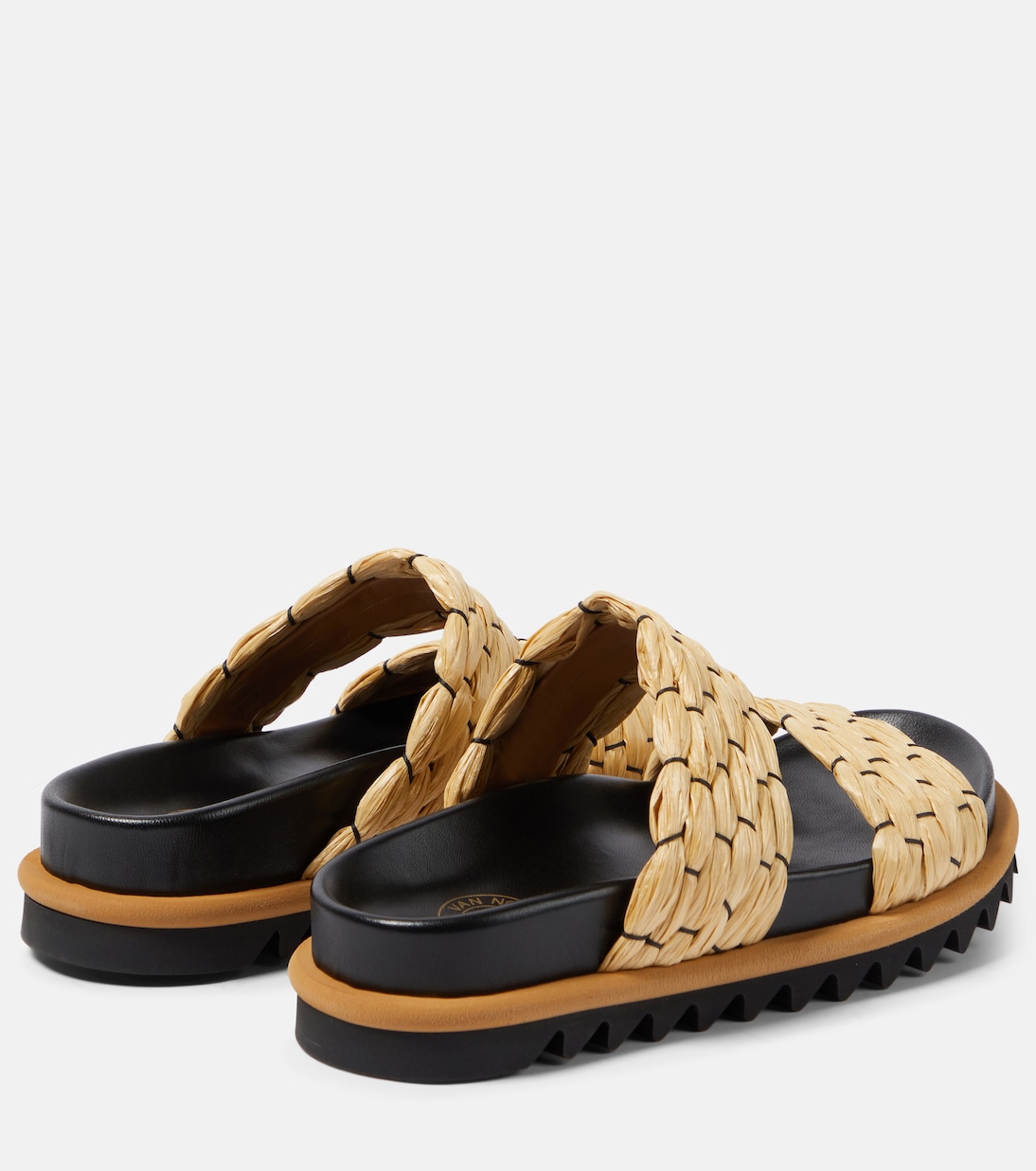 Woven and raffia and leather slides | Dries Van Noten
