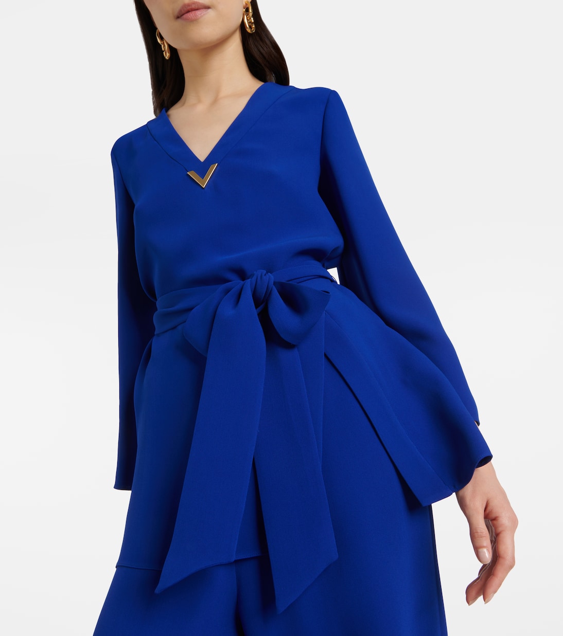 VGold Cady Couture belted blouse | Valentino