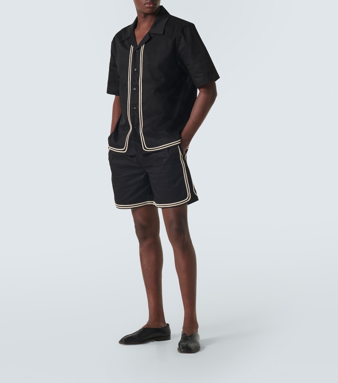 Camisa de algodón con ribete trenzado | Commas
