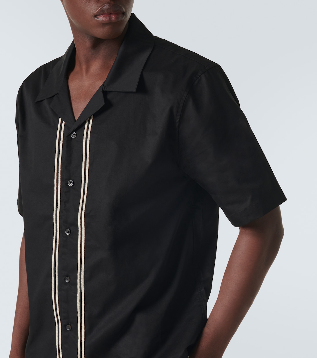 Camisa de algodón con ribete trenzado | Commas