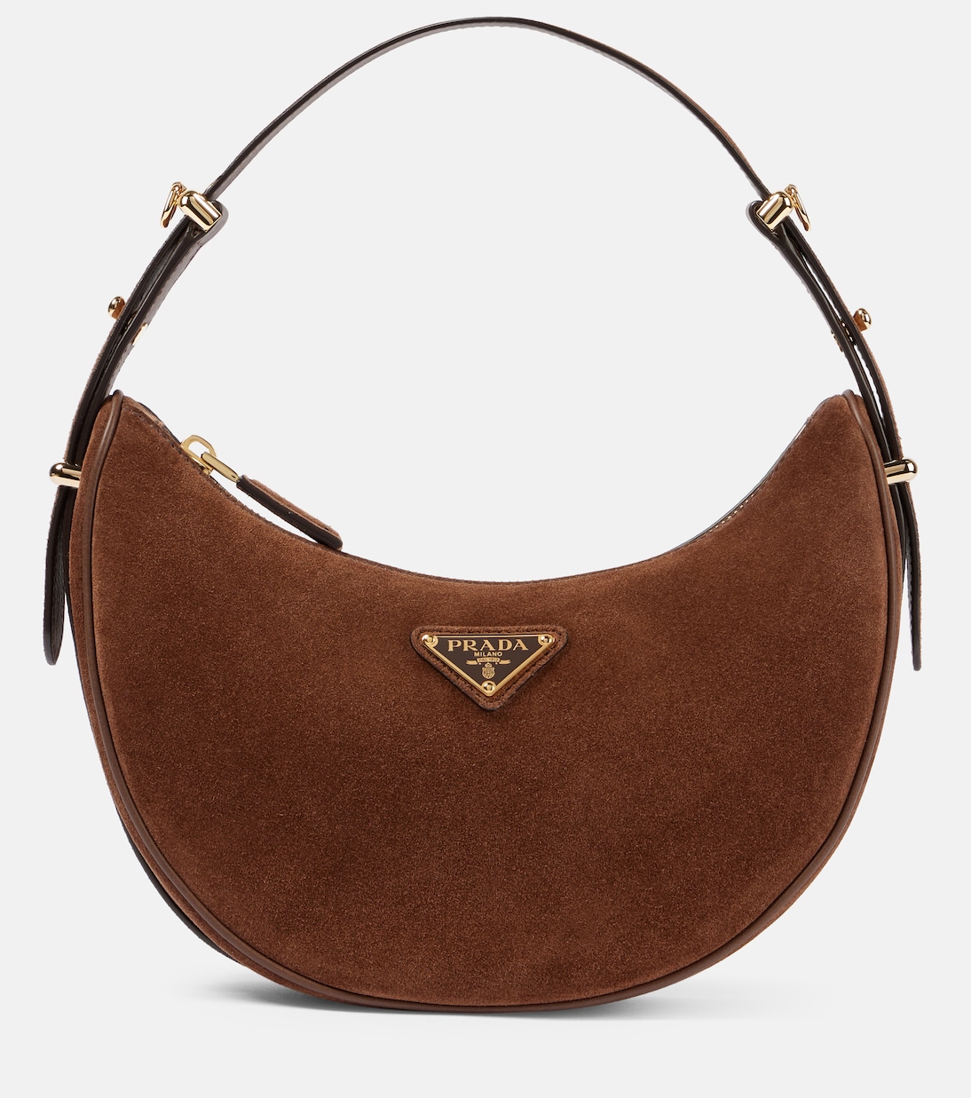 Borsa a spalla Arqué Small in suede | Prada