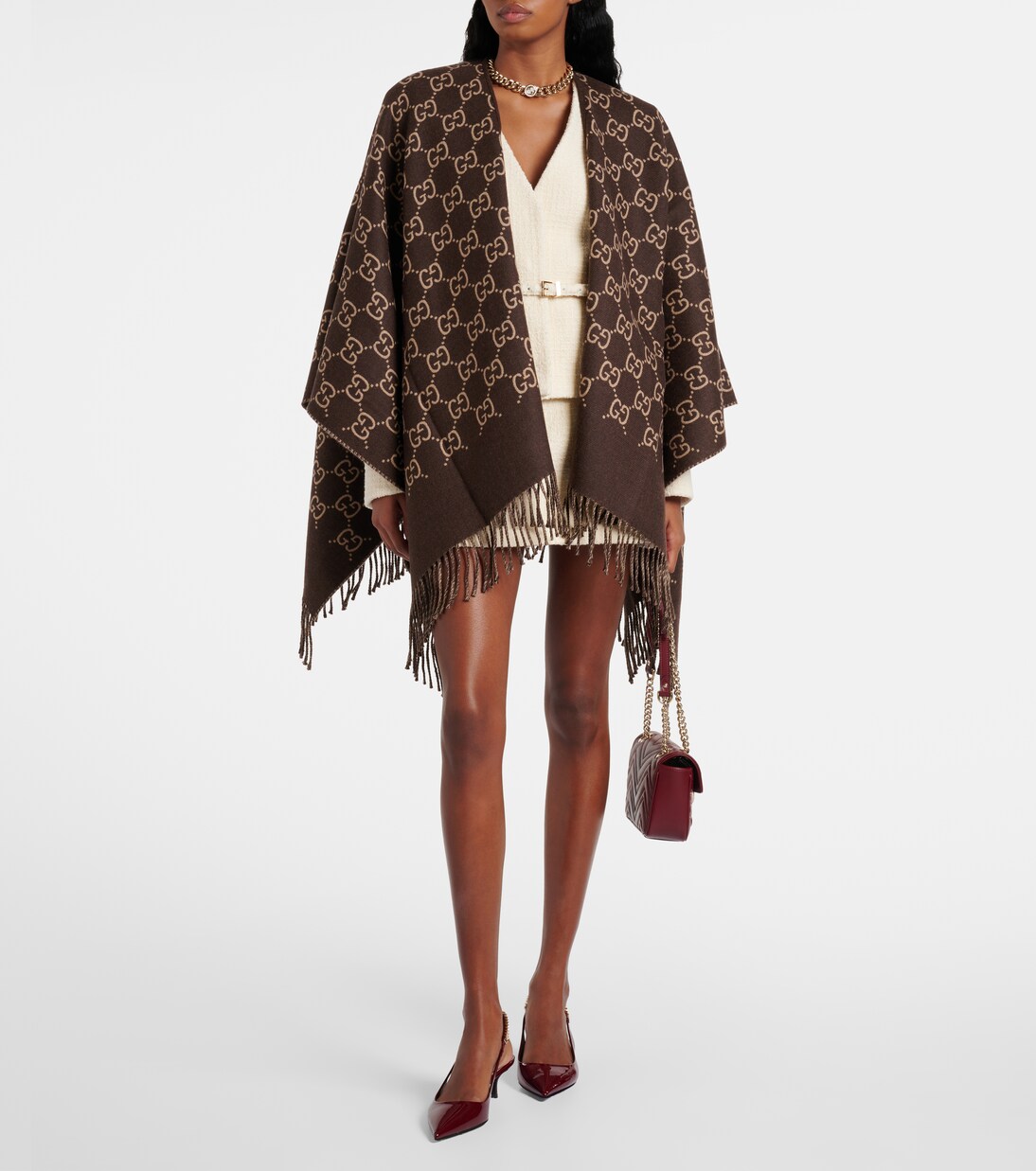 Scialle in jacquard di lana GG firmato GUCCI per uno stile giovane e ricercato