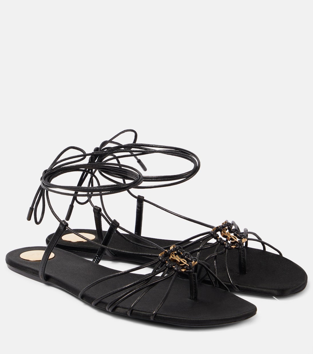 SAINT LAURENT Sandali in pelle Babylone con dettaglio Cassandre per uno stile giovane e audace