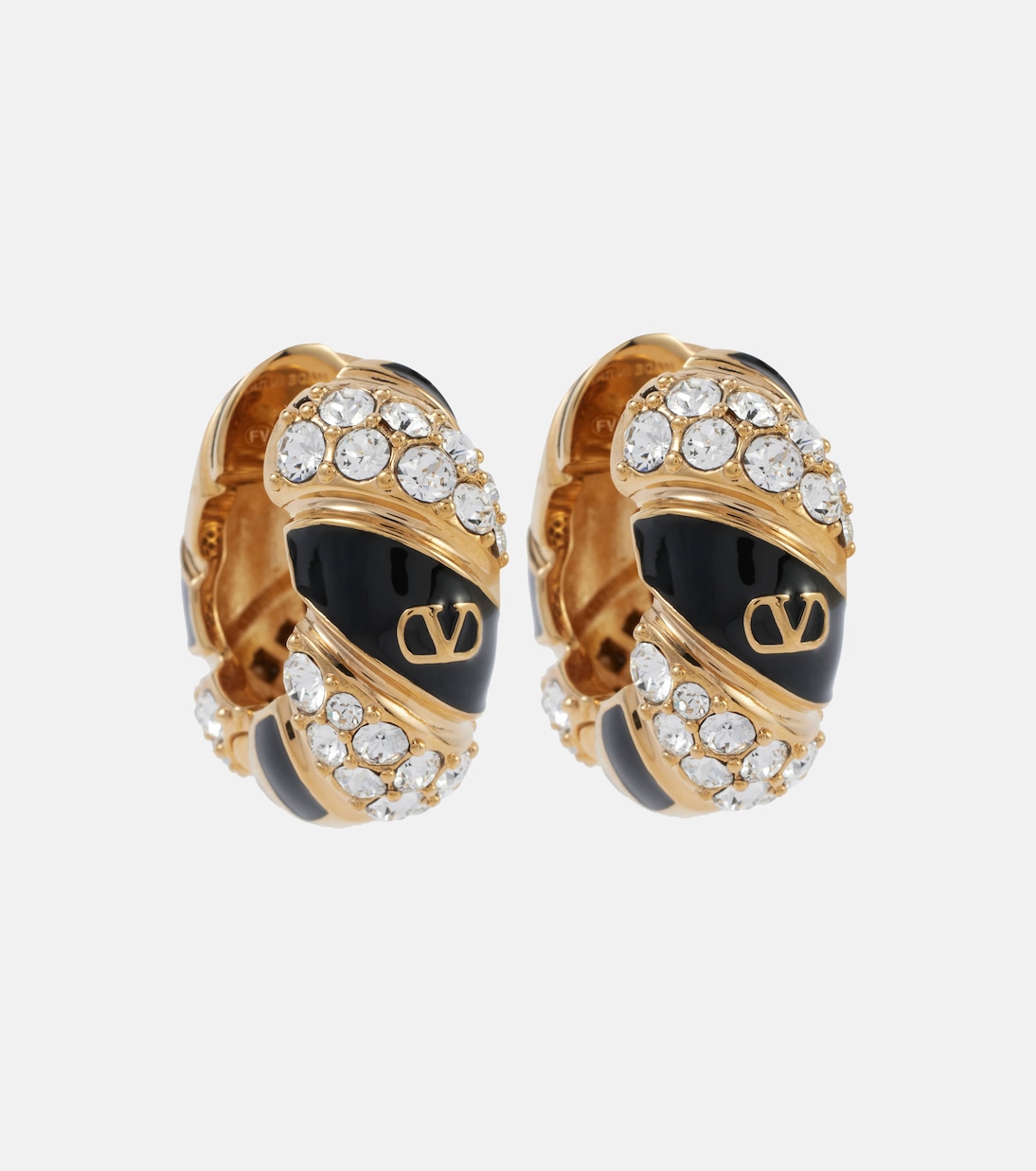 Orecchini a cerchio con logo V decorato Valentino, stile giovane e trendy