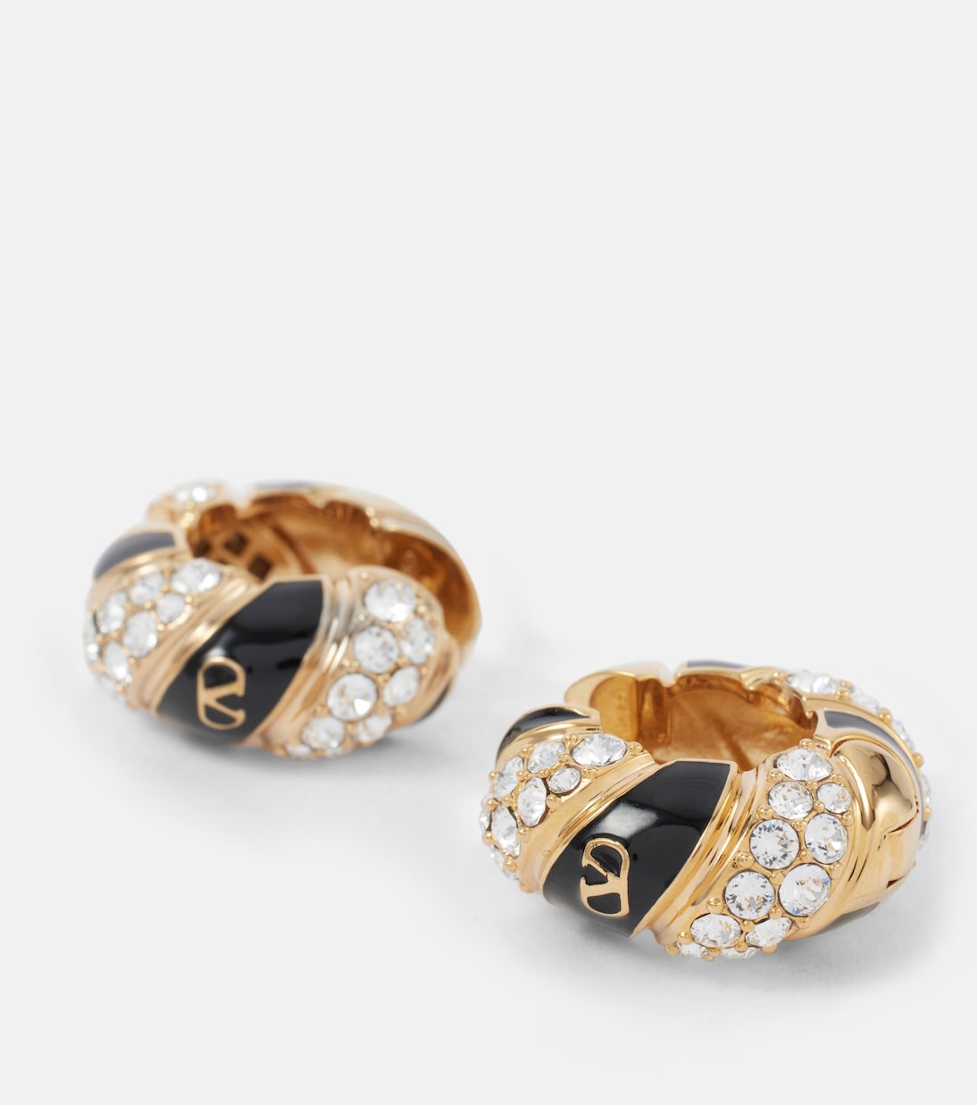 Orecchini a cerchio con logo V decorato Valentino, stile giovane e trendy