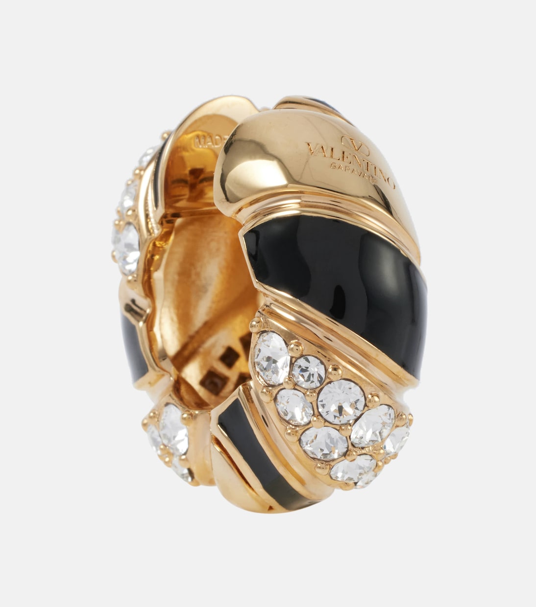 Orecchini a cerchio con logo V decorato Valentino, stile giovane e trendy