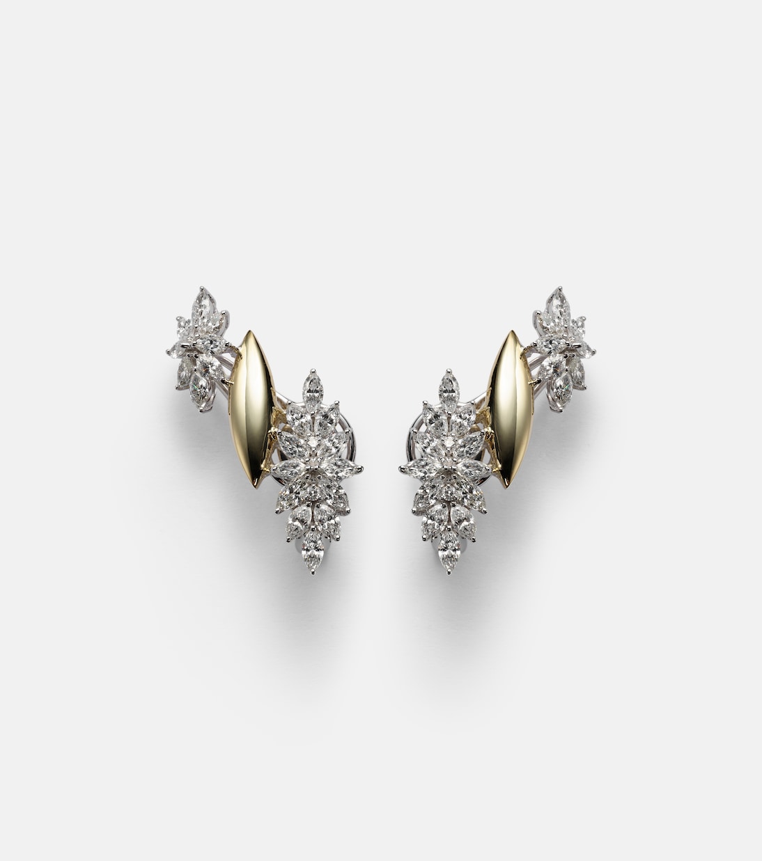 Boucles d'oreilles clip Golden Strada en or jaune et blanc 18 ct, diamants | Yeprem