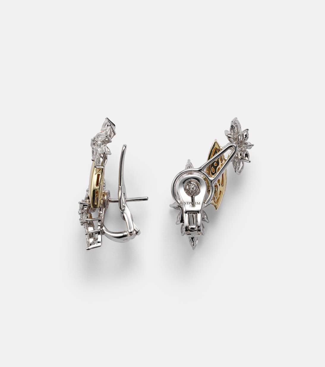 Boucles d'oreilles clip Golden Strada en or jaune et blanc 18 ct, diamants | Yeprem