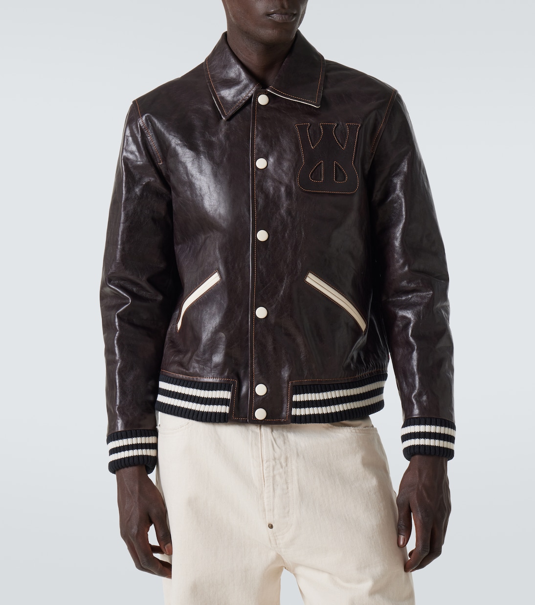 Prince leather varsity jacket | Wales Bonner