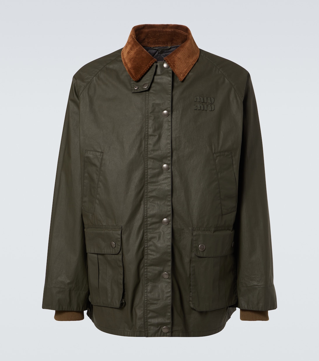 Corduroy-trimmed poplin field jacket | Miu Miu