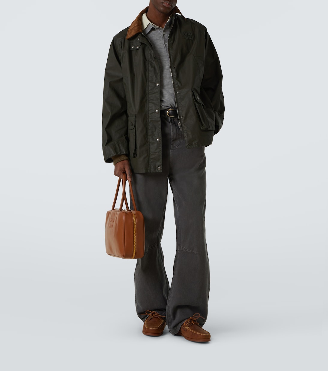 Corduroy-trimmed poplin field jacket | Miu Miu