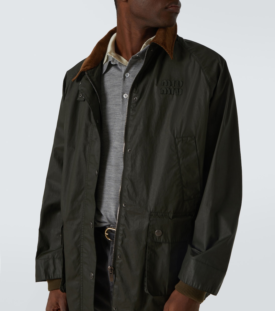Corduroy-trimmed poplin field jacket | Miu Miu