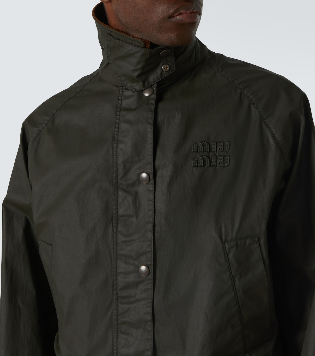 Corduroy-trimmed poplin field jacket | Miu Miu